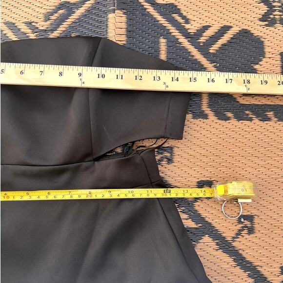 Alexis | Simona Strapless Satin A-Line Cutout Dress Black White Size XS - Picture 10 of 11